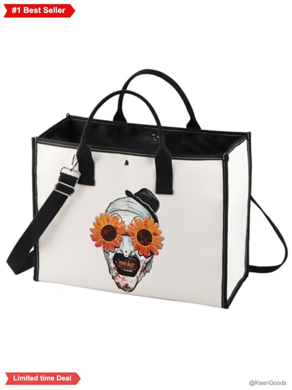 Canvas Tote Bag Reusable Grocery Shopper Clown Print